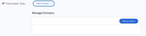 The Postmaster Tools Manage Domains page. 