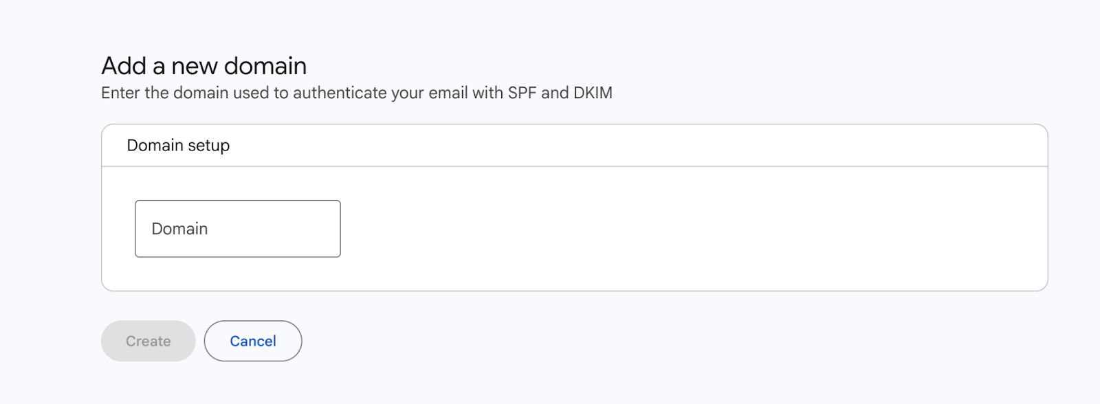 The Google Postmaster tools add new domain page.