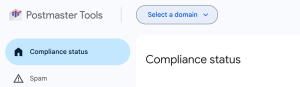The Postmaster Tools page highlighting the select a domain menu. 