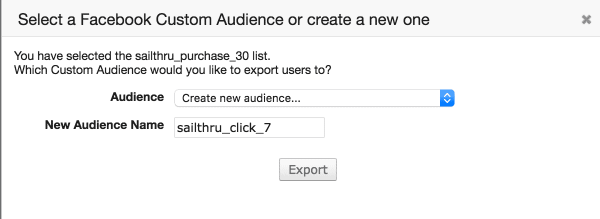 select facebook audience or enter name